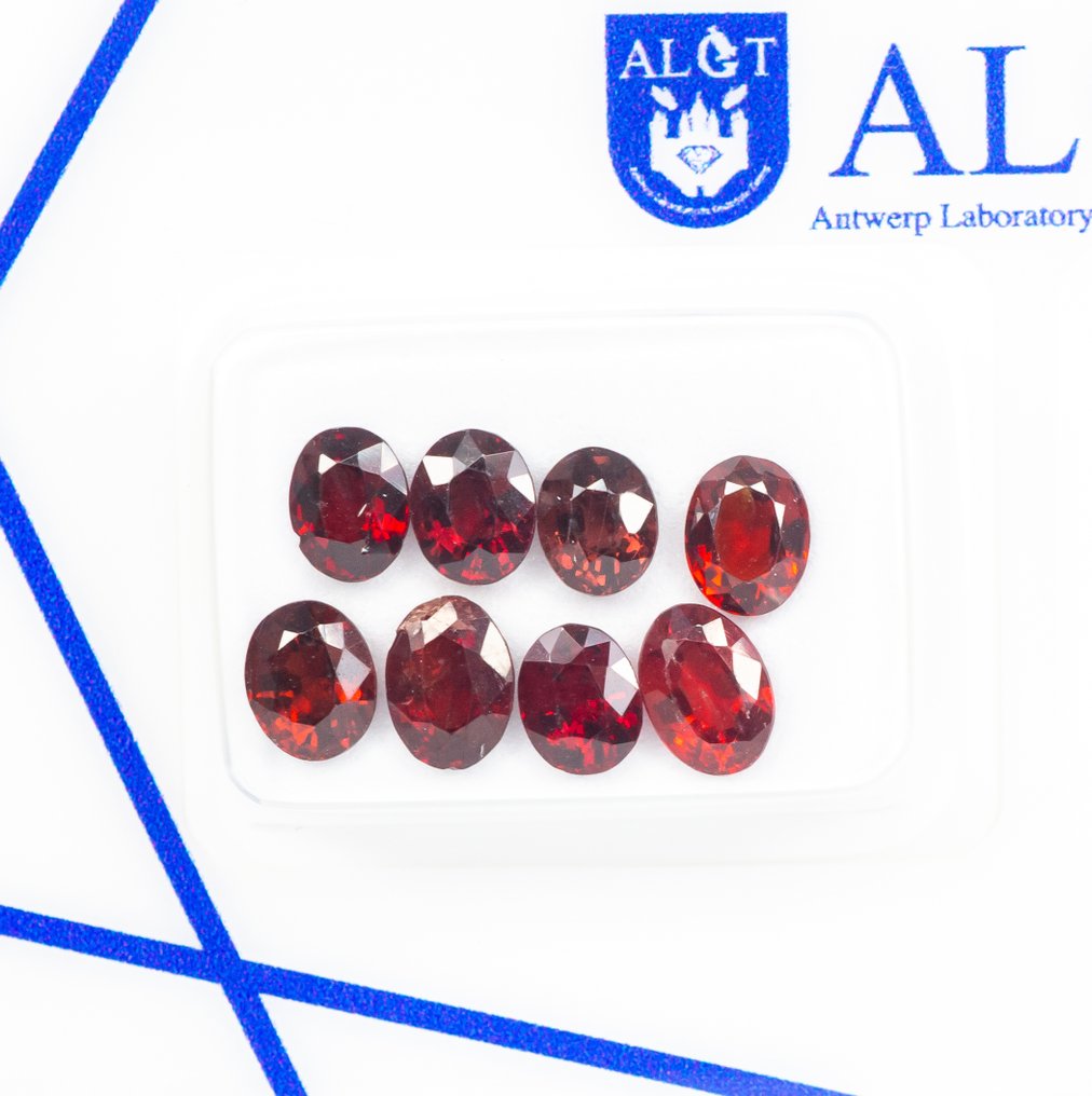 Senza prezzo di riserva - 8 pcs Spinello - 3.80 ct - Antwerp Laboratory for Gemstone Testing (ALGT) - Rosso profondo aranciato #1.0