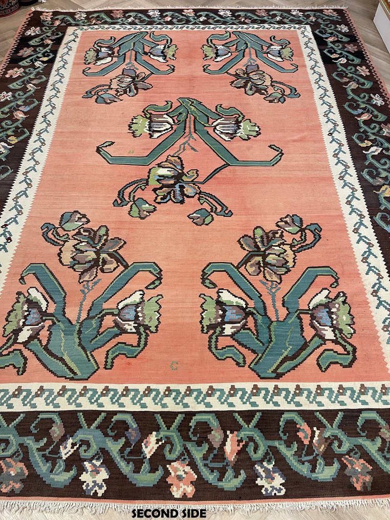 Design-Kelim - handgewebt - Wolle - farbenfroher Kelim - fein handgewebt - Kelim - 338 cm - 251 cm #1.0