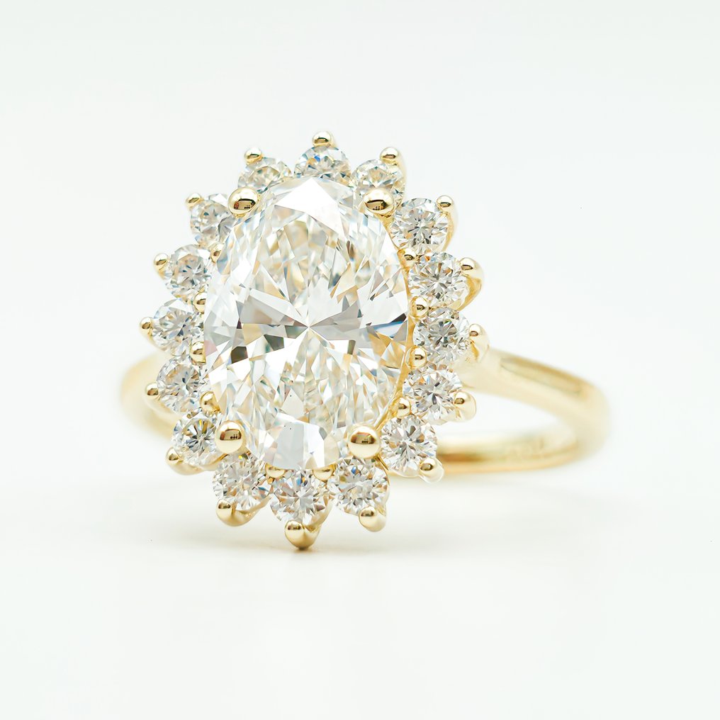 Sans Prix de Réserve - Bague - 14 carats Or jaune -  2.68ct. tw. Diamant (Cultivé en laboratoire) - Diamant - E VS1 IGI #1.0