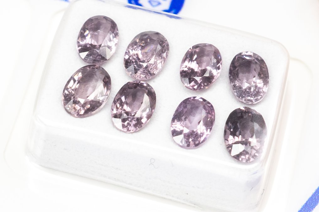 没有保留价 - 8 pcs  尖晶石  - 4.38 ct - 安特卫普宝石检测实验室（ALGT） - 灰粉色 #2.1