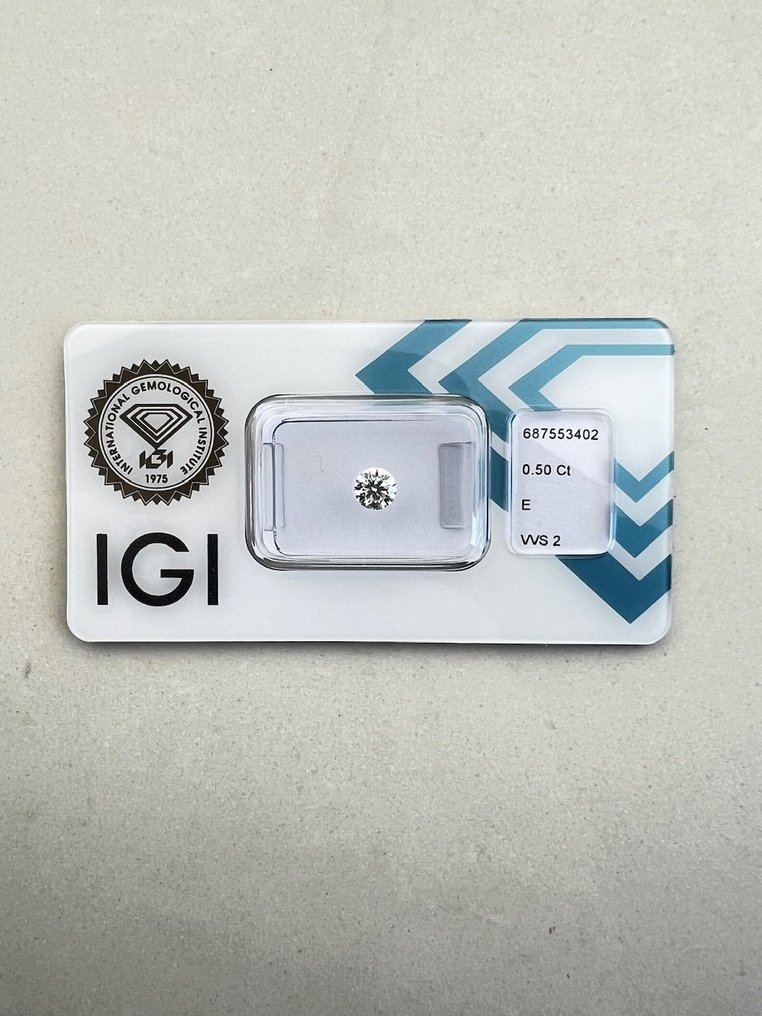 1 pcs 钻石  (天然)  - 0.50 ct - 圆形 - E - VVS2 极轻微内含二级 - 国际宝石研究院（IGI） #1.0