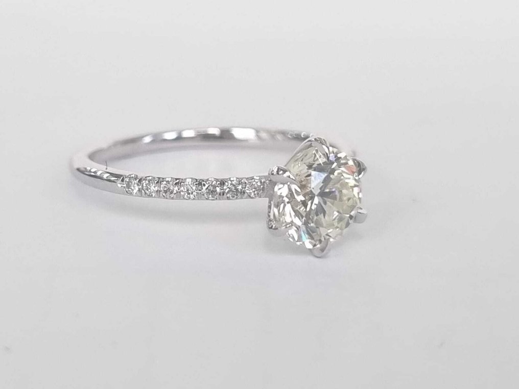 Δαχτυλίδι αρραβώνων - 18 καράτια Λευκός χρυσός -  1.12ct. tw. Διαμάντι (Φυσικό) - Διαμάντι #1.0