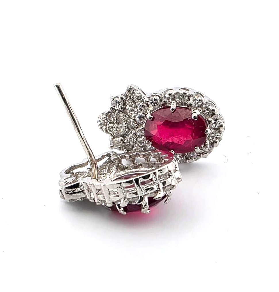 Sans prix de réserve - Boucles d'oreilles Platine Rubis - Diamant #3.2