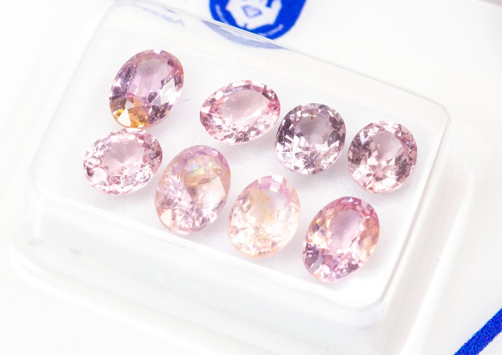 χωρίς τιμή ασφαλείας - 8 pcs Σπινέλιος - 3.97 ct - Antwerp Laboratory for Gemstone Testing (ALGT) - Orangy Pink #2.1