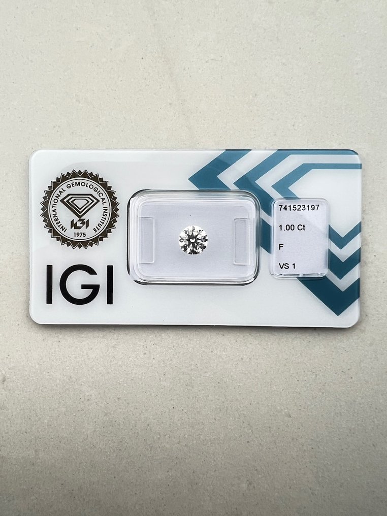 1 pcs Diamond (Natural) - 1.00 ct - Round - F - VS1 - International Gemological Institute (IGI) #1.0