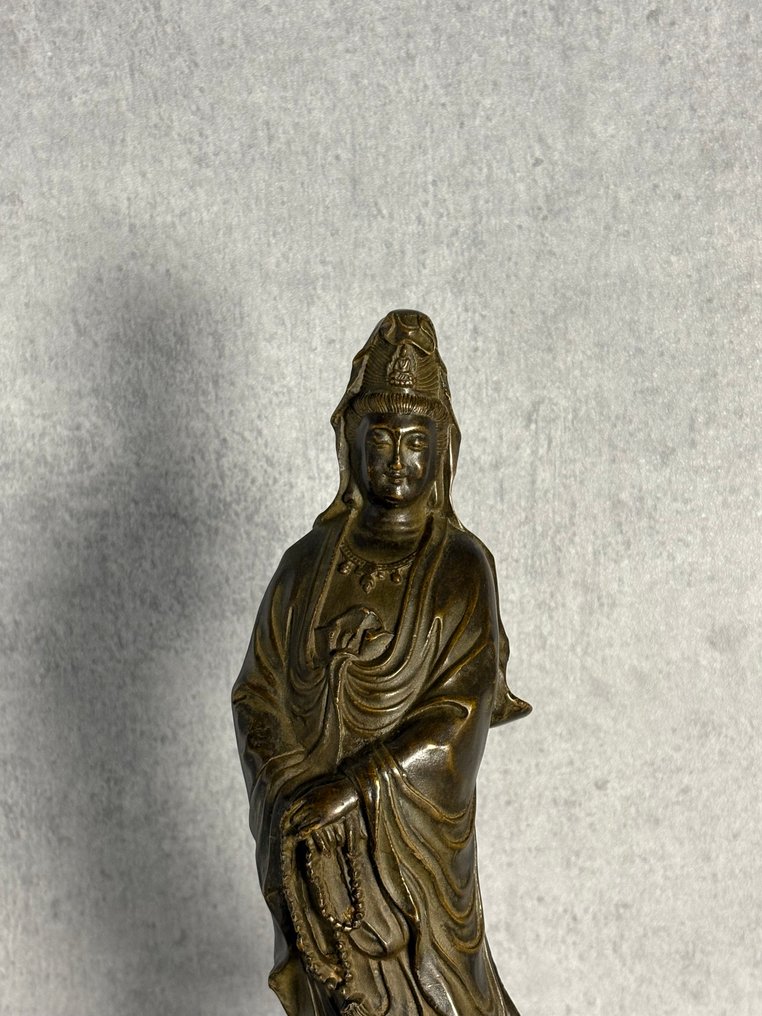 观音莲花香薰炉 34.5 厘米 - 青銅色 - 20世紀末 #1.0