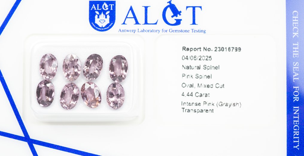 χωρίς τιμή ασφαλείας - 8 pcs Σπινέλιος - 4.44 ct - Antwerp Laboratory for Gemstone Testing (ALGT) - Έντονο Ροζ #3.2