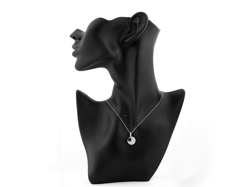 Κολιέ με μενταγιόν - 14 καράτια Λευκός χρυσός - 1.28ct. tw. Τοπάζιο - Διαμάντι #1.0