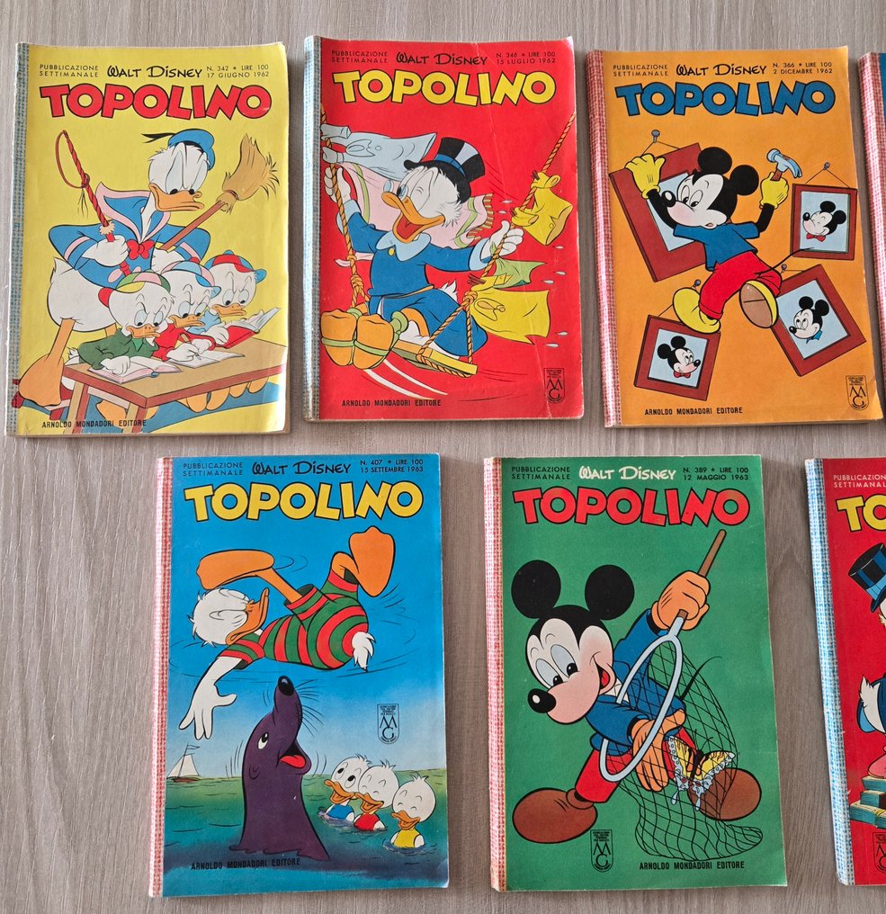 Topolino Libretto nn. 340-342-346-366-371-372 387-389-407 - 9 Comic - 1962/1963 #2.1