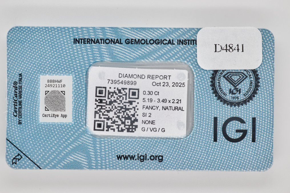 没有保留价 - 1 pcs 钻石 (天然) - 0.30 ct - 梨形 - SI2 微内含二级 - 国际宝石研究院(IGI) #3.2
