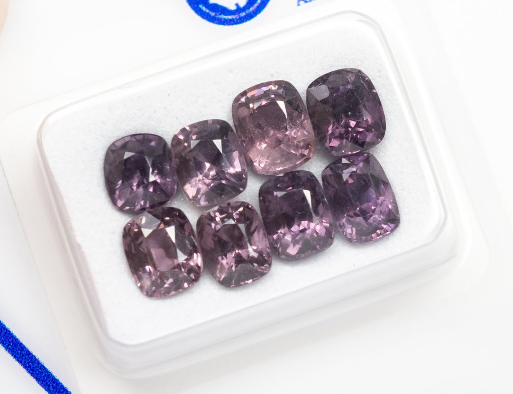 No reserve price - 8 pcs Spinel - 5.68 ct - Antwerp Laboratory for Gemstone Testing (ALGT) - Deep Grayish Pink #1.0