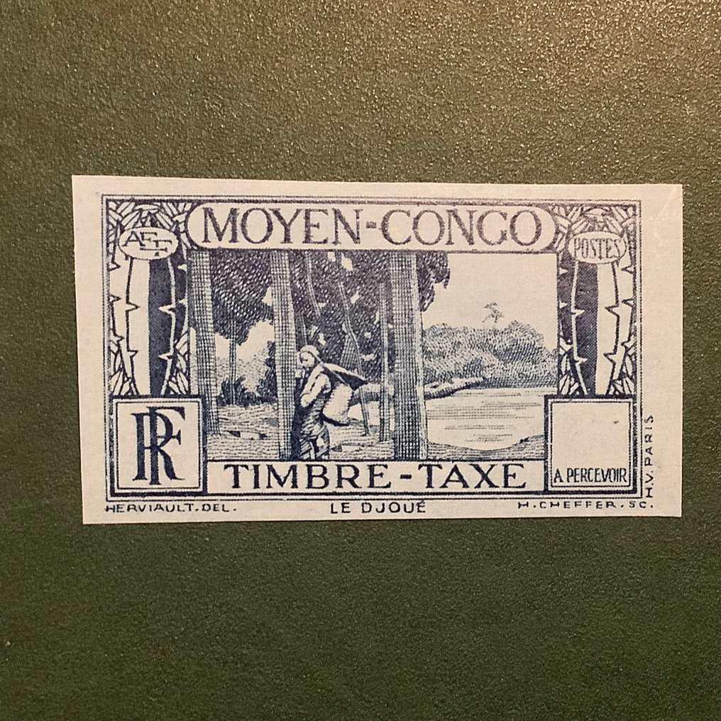 法属刚果 1920 - 惩罚邮票：在紫色纸上的未完成试验 - Yvert #1.0