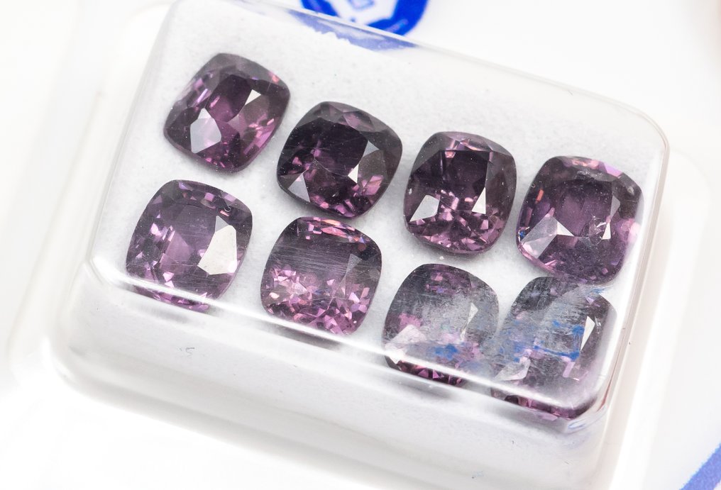 Nincs minimálár - 8 pcs Spinell - 6.09 ct - Antwerpeni Drágakővizsgálati Laboratórium (ALGT) - Élénk/ Mélylila Rózsaszín #2.1