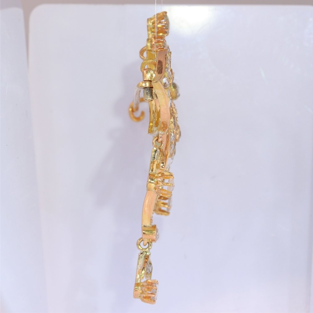 χωρίς τιμή ασφαλείας - Καρφίτσα - 18 καράτια Ροζ χρυσό, Κίτρινο χρυσό - Διαμάντι - Βίντατζ αντίκα 1900 #4.3