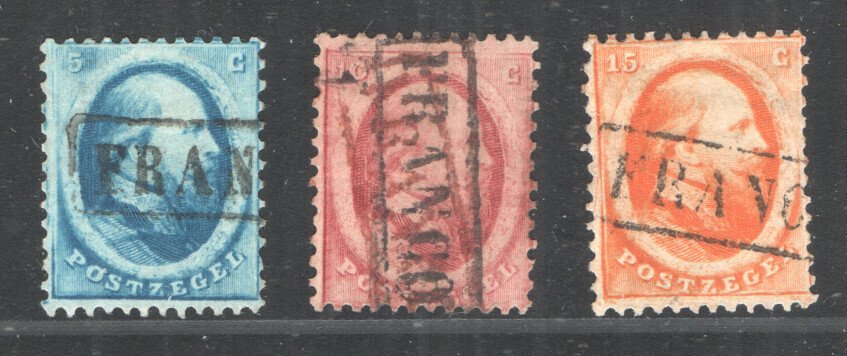 Netherlands 1852/1864 - King William III - 1st and 2nd issue - Complete - with beautiful postmarks - NVPH 1 t/m 6 #4.3