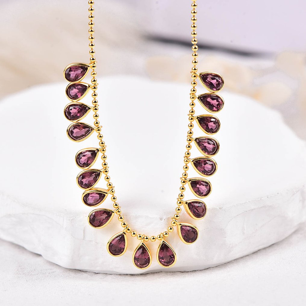 Senza Prezzo di Riserva - Collana Argento - Garnet - Certificato #3.2