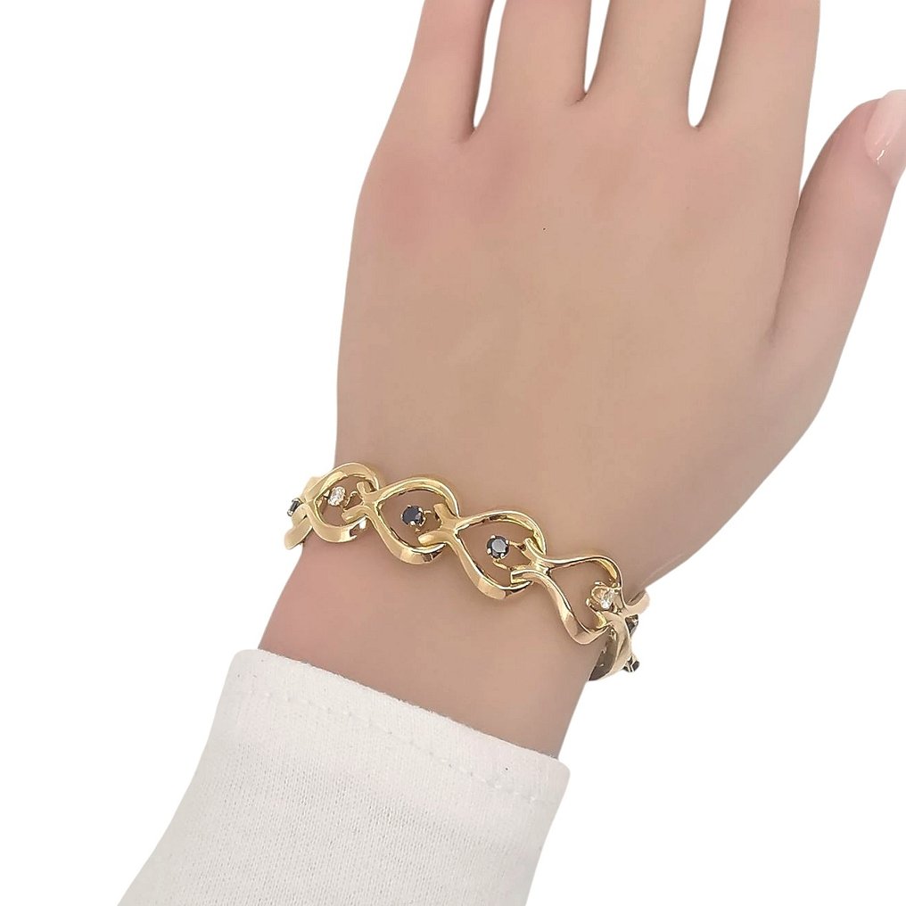 手镯 - 18K包金 黄金 -  1.72ct. tw. 蓝宝石 - 钻石 #1.0