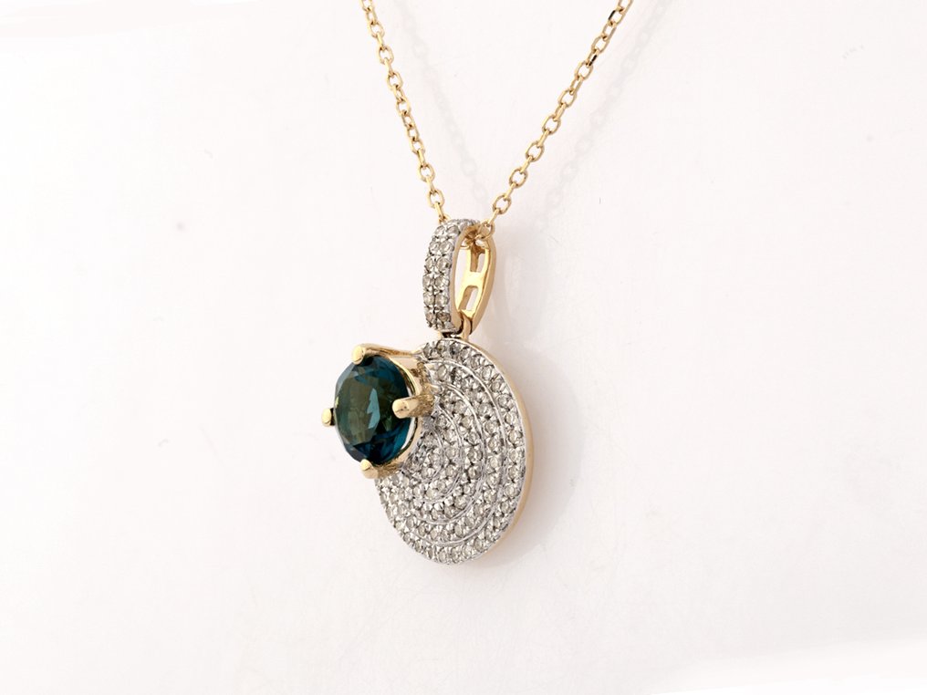 Κολιέ με μενταγιόν - 14 καράτια Κίτρινο χρυσό -  1.28ct. tw. Τοπάζιο - Διαμάντι #3.2