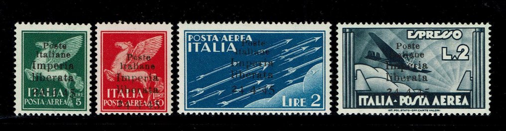 義大利王國 1945 - C. L. N. Imperia Liberata Posta Aerea Rarità MNH - Sassone 16/19 #1.0