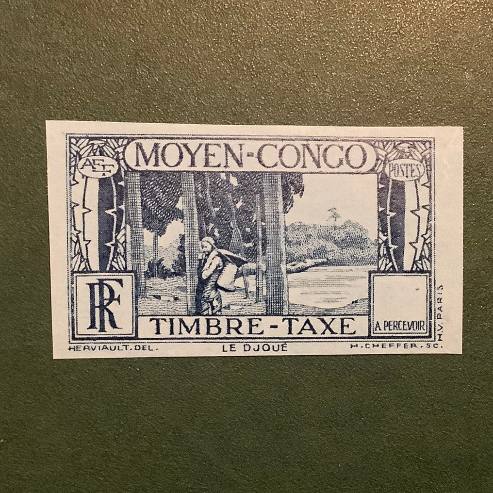 法属刚果 1920 - 惩罚邮票：在紫色纸上的未完成试验 - Yvert #1.0