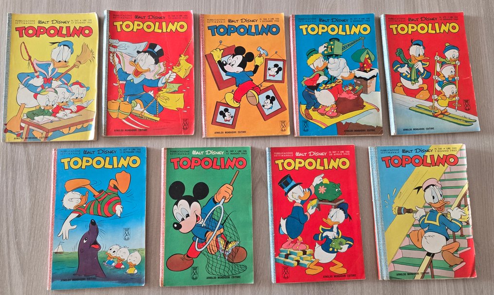 Topolino Libretto nn. 340-342-346-366-371-372 387-389-407 - 9 Comic - 1962/1963 #1.0