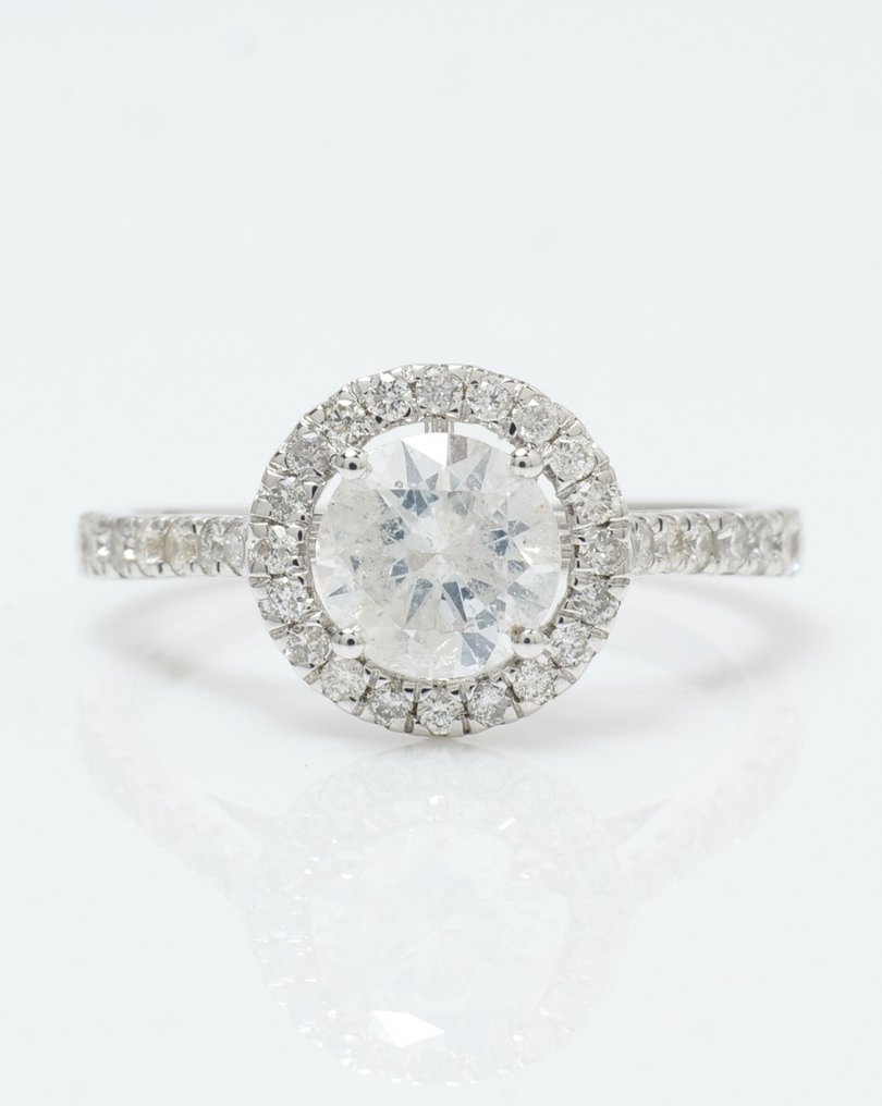 结婚戒指 - 14K包金 白金 -  1.43ct. tw. 钻石 (天然) - 钻石 - 圆形单钻戒指 #1.0