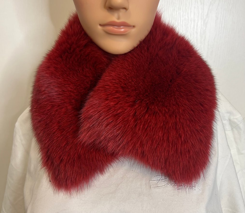 Artisan Furrier - Burgundy - Fox Fur Collar - Écharpe #2.1
