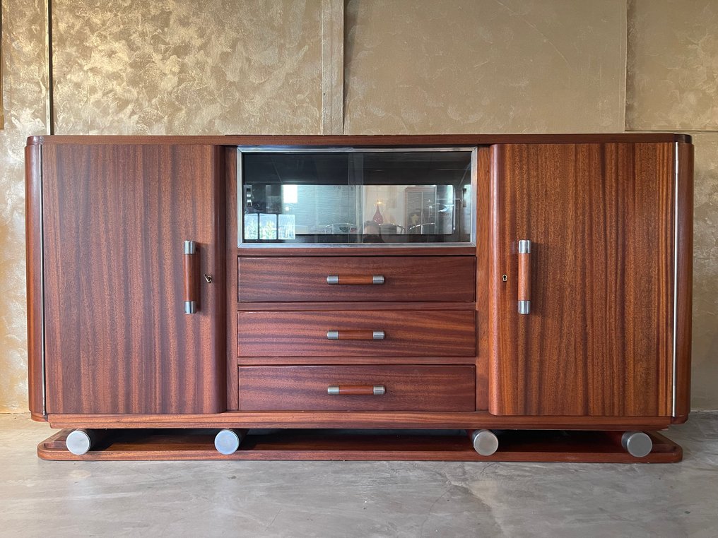 Gaston Poisson - Ερμάριο μπουφέ - Mahogany, Μέταλλο, Γυαλί #1.0