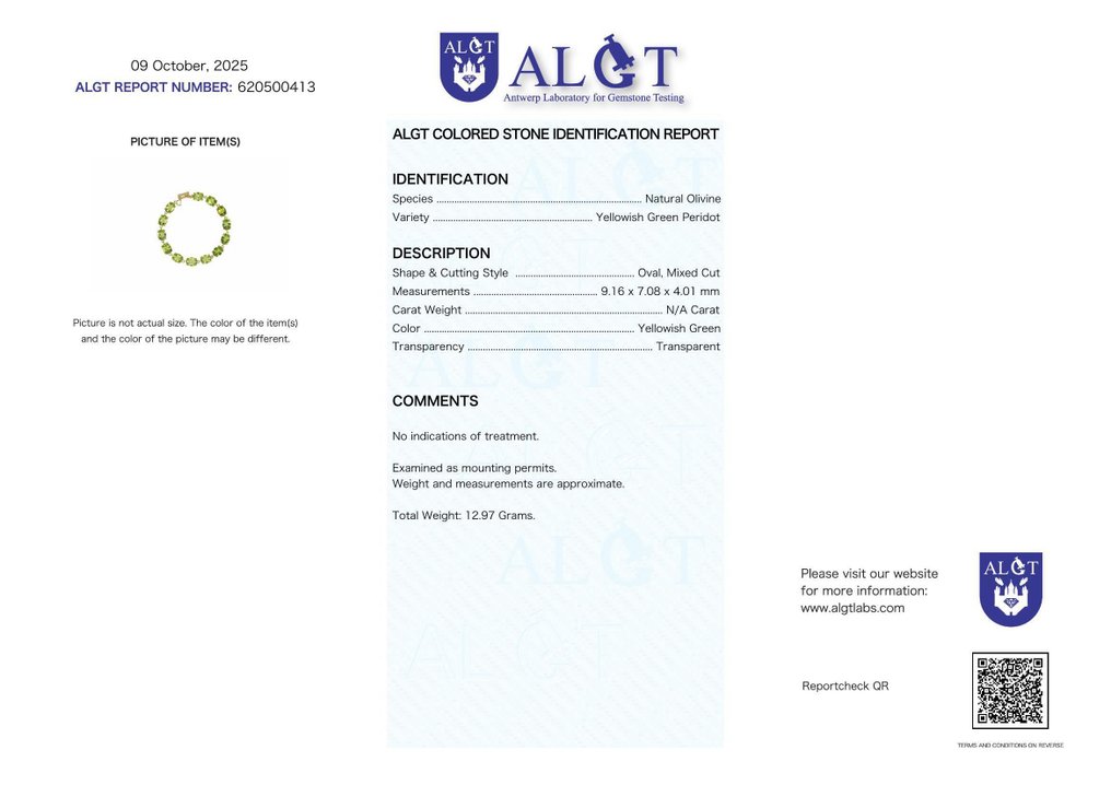 Ingen mindstepris - Armbånd Sølv - Peridot - Certificeret #2.1