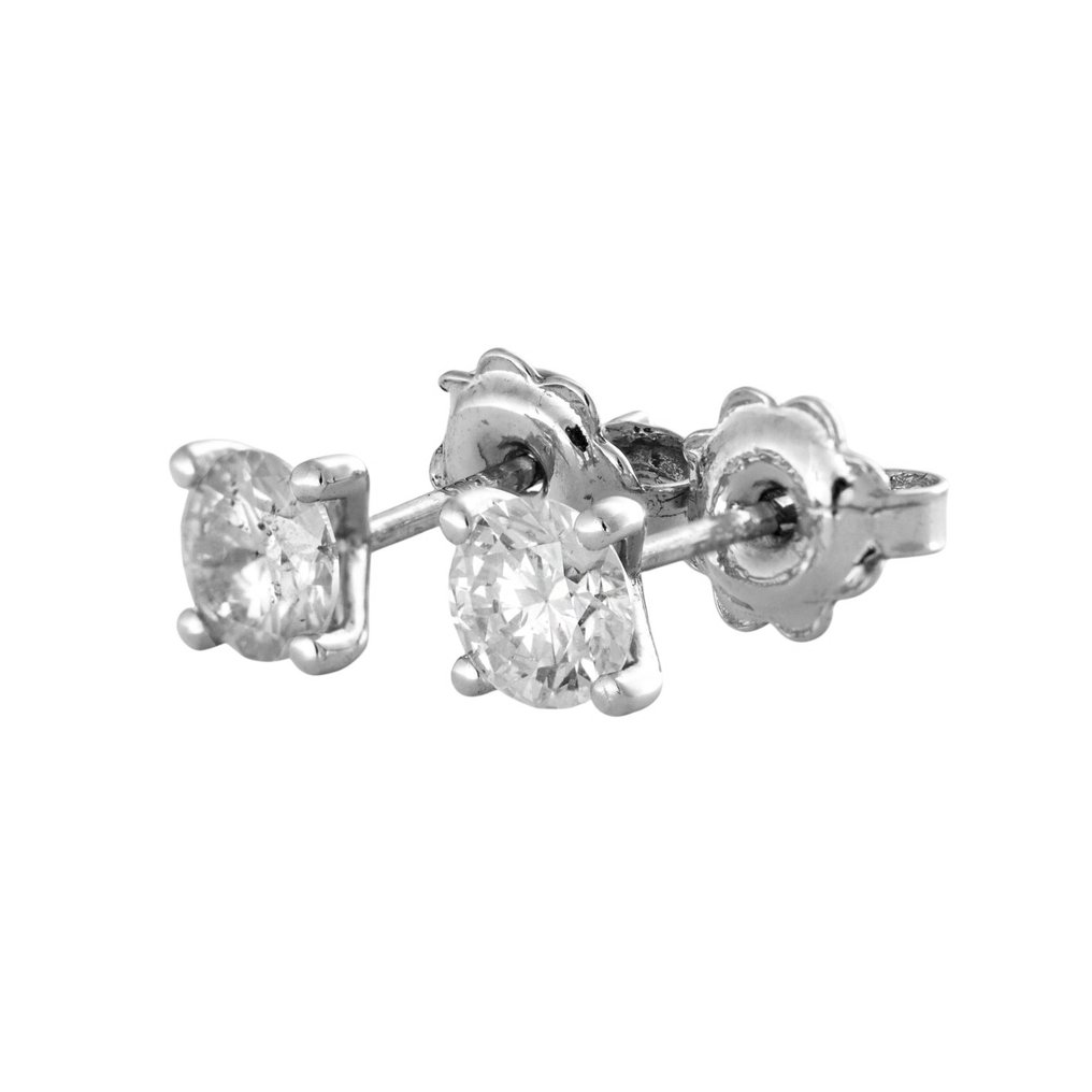 沒有保留價 - 耳環 - 14 克拉 白金 - 1.00ct. tw. 鉆石 (天然) - White Diamonds #1.0