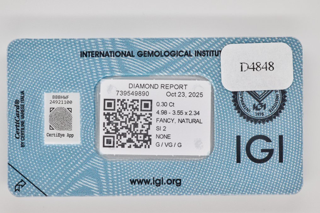 没有保留价 - 1 pcs 钻石  (天然)  - 0.30 ct - 梨形 - SI2 微内含二级 - 国际宝石研究院（IGI） #3.2