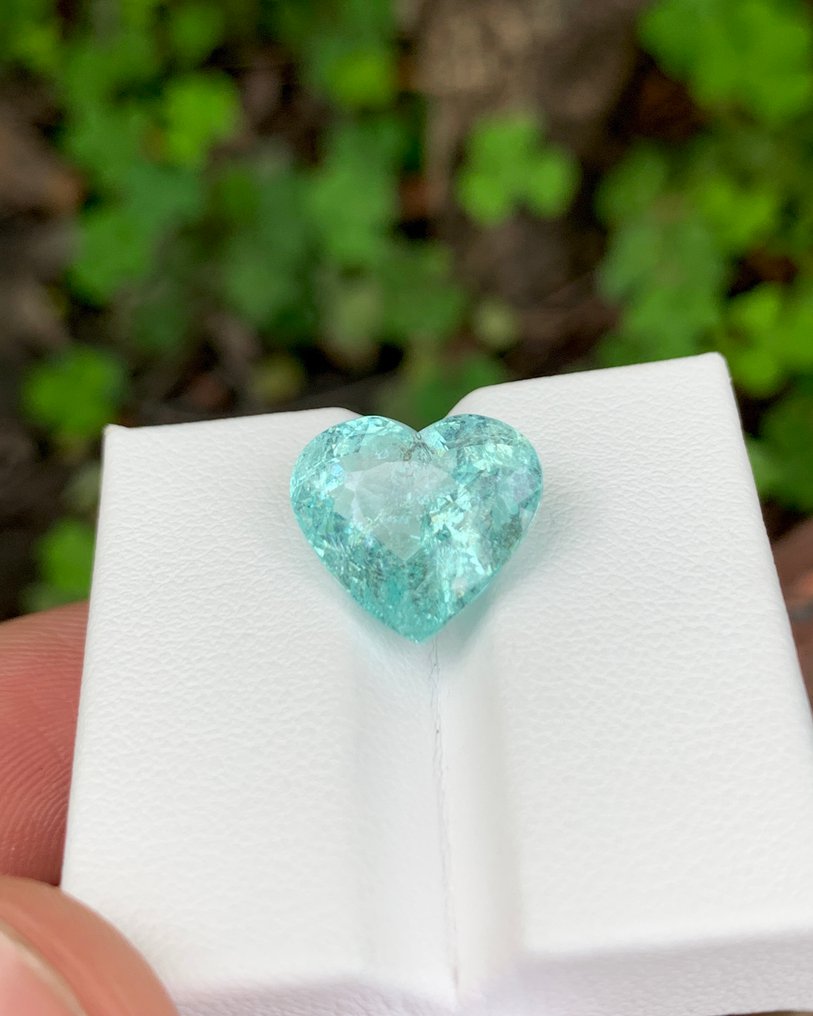 1 pcs Blue Tourmaline paraiba - 7.94 ct - Asian Institute of Gemological Sciences (AIGS) - Neon Heart-Shape Paraiba #4.3