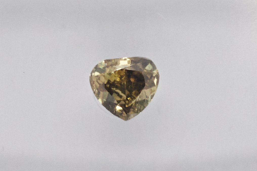 Nincs minimálár - 1 pcs Gyémánt (Természetes színű) - 0.35 ct - Körte - Fancy intense Zöldes, Barnás Sárga - SI1 - Nemzetközi Gemmológiai Intézet (IGI) #1.0
