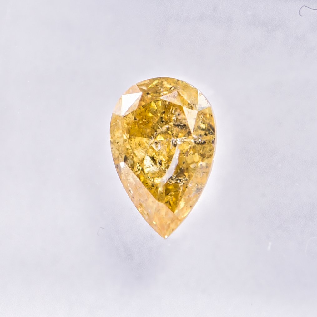 Fără preț de rezervă - 1 pcs Diamant (Colorat natural) - 0.54 ct - Pară - Fancy vivid Galben Portocaliu - I1 - IGI (Institutul gemologic internațional) #2.1