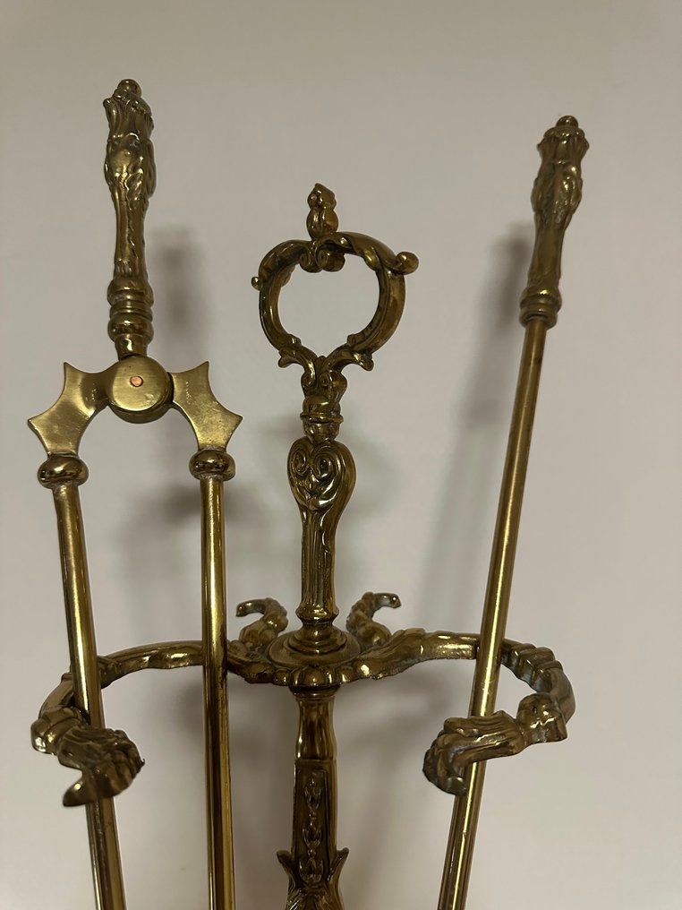 Tillbehör till öppen spis - Mässing - Guldfärgad mässingsspisverktyg #4.3