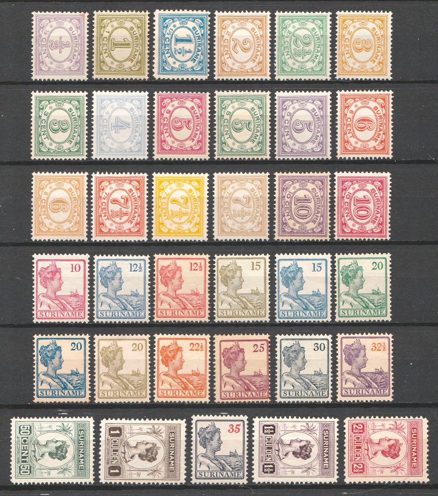 Suriname 1913/1926 - Three complete series - NVPH 69/86, 87/99, 100/103 #1.0