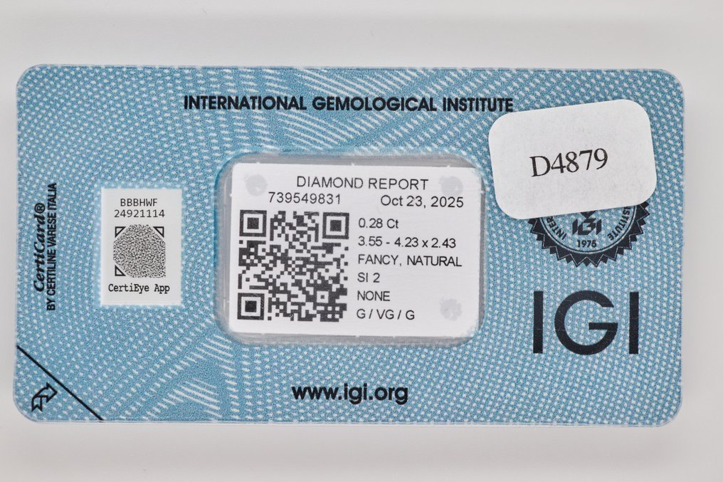 Nincs minimálár - 1 pcs Gyémánt (Természetes színű) - 0.28 ct - Körte - Fancy deep Narancssárgás Barna - SI2 - Nemzetközi Gemmológiai Intézet (IGI) #3.2