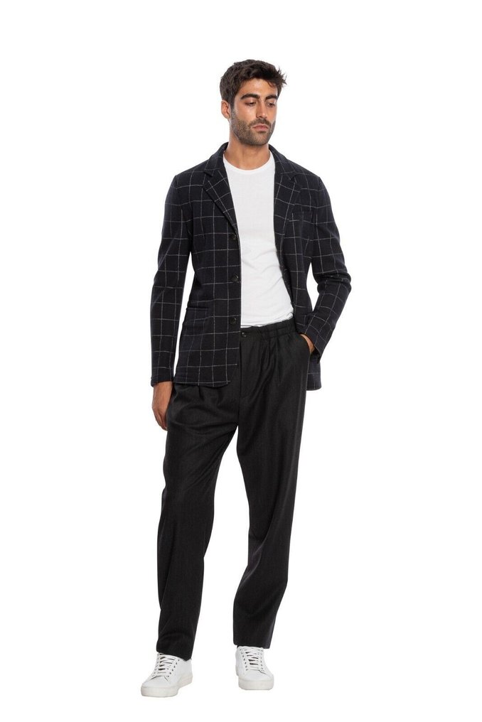 RRP 2200€ GIORGIO ARMANI Black Label RUNWAY Jacket Blouson Dark Blue Wool Checks - 58 IT - 彩色運動上衣 - New with tags #1.0