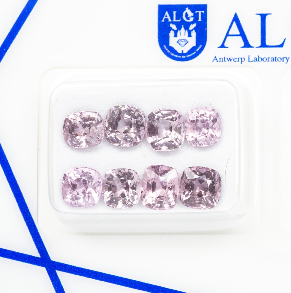 χωρίς τιμή ασφαλείας - 8 pcs  Σπινέλιος  - 5.43 ct - Antwerp Laboratory for Gemstone Testing (ALGT) - Απλό έως έντονο ροζ #1.0