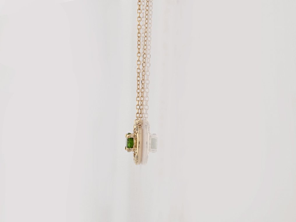 Collier avec pendentif - 14 carats Or jaune - 0.61ct. tw. Péridot - Diamant #2.1