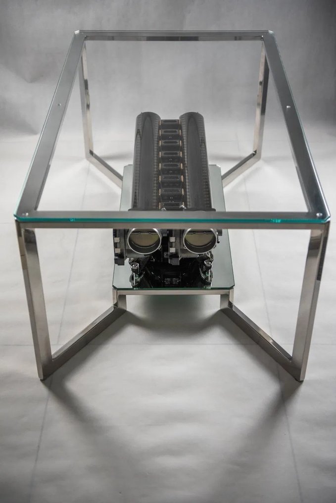 Artwork - Bugatti - Handbuilt Coffee Table from Original Bugatti Chiron W16 Intake Manifold – Automotive Art by E36Kings #4.3