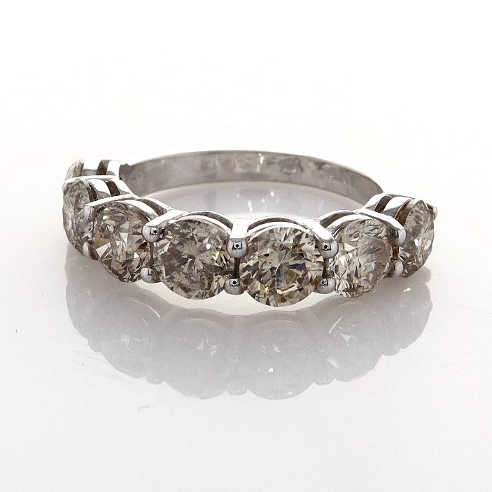 χωρίς τιμή ασφαλείας - Δαχτυλίδι - 14 καράτια Λευκός χρυσός - 3.38ct. tw. Διαμάντι (Φυσικού χρώματος) - ΙΓΙ #1.0