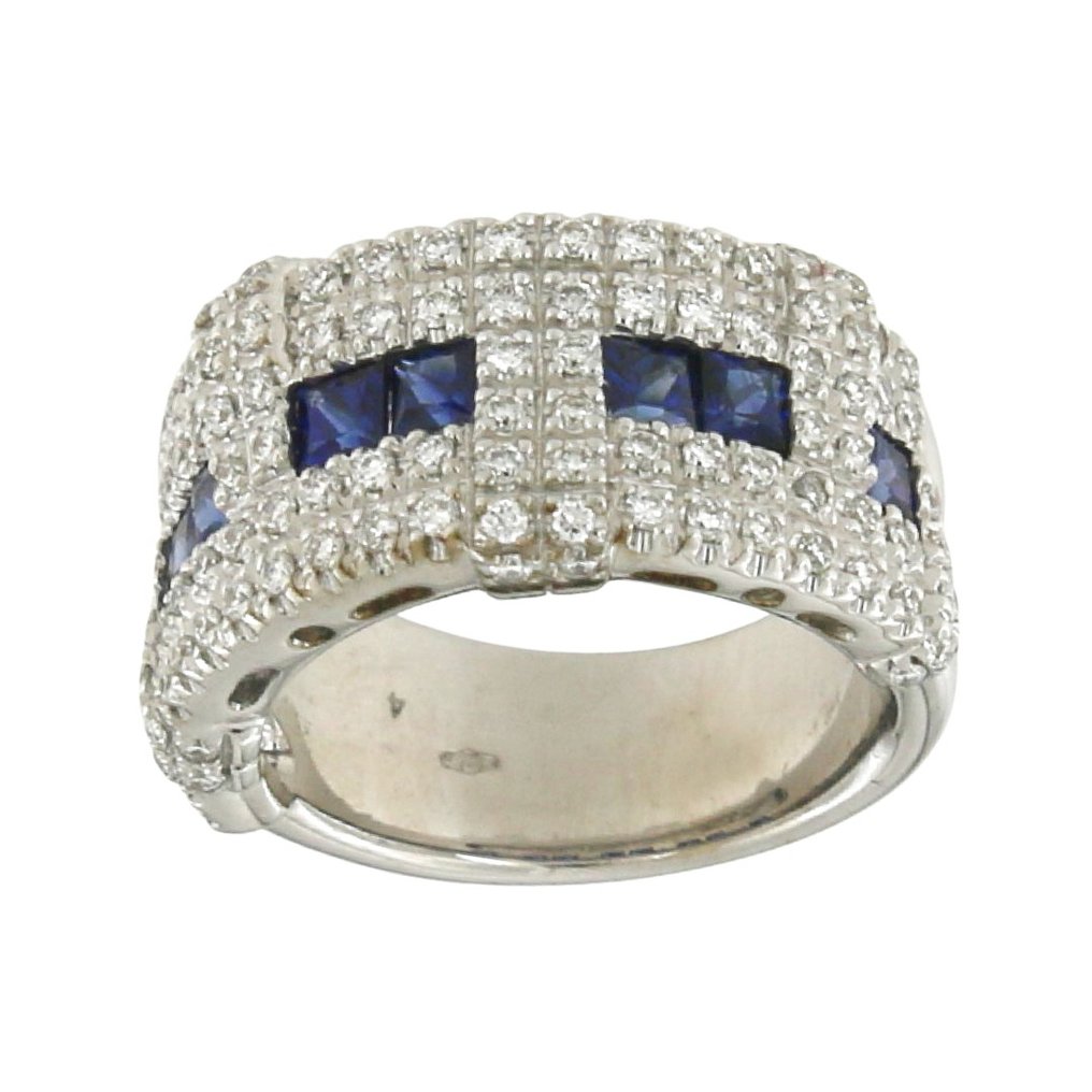 Bibigi - Δαχτυλίδι - 18 καράτια Λευκός χρυσός -  2.04ct. tw. Ζαφείρι - Διαμάντι #2.1