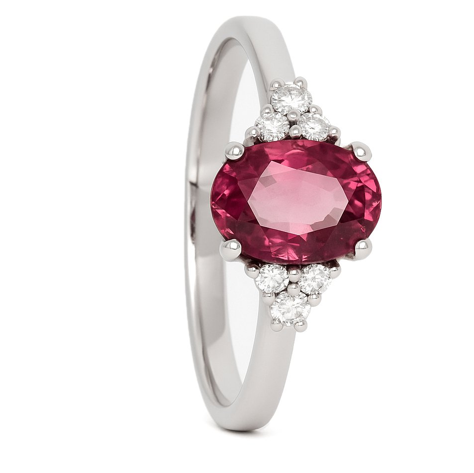 戒指 - 18K包金 白金 -  1.65ct. tw. 电气石 - 钻石 #1.0