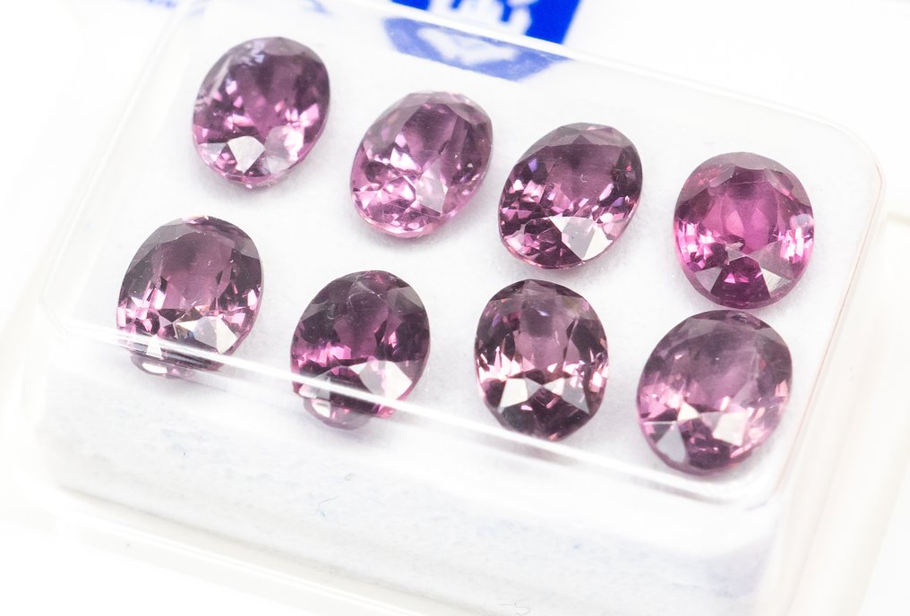 No reserve price - 8 pcs  Spinel  - 4.40 ct - Antwerp Laboratory for Gemstone Testing (ALGT) - Vivid/Deep Purplish Pink #2.1