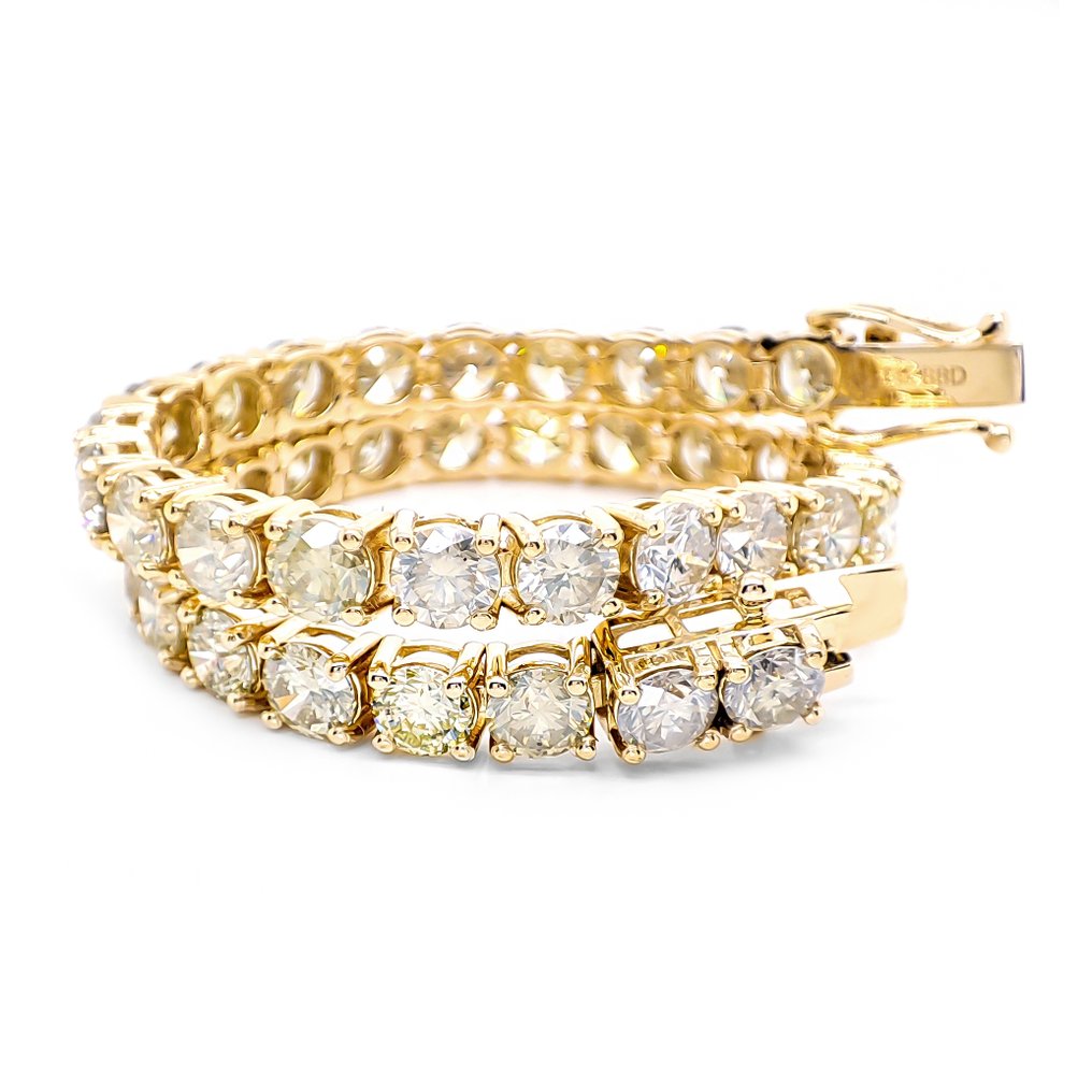 没有保留价 - 手镯 - 14K包金 黄金 - 13.22ct. tw. 钻石 (天然色彩的) #1.0