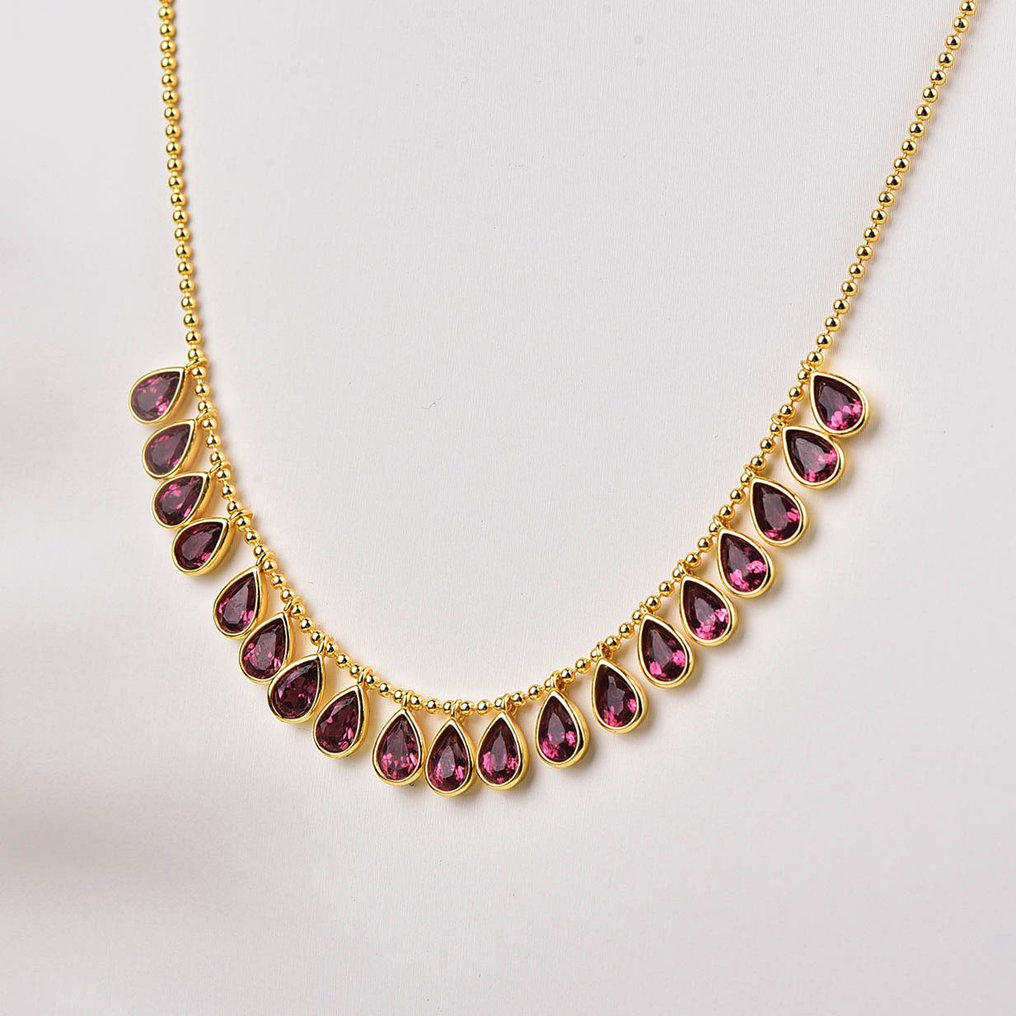 Fără preț de rezervă - Colier Argint - Garnet - Certificat #1.0