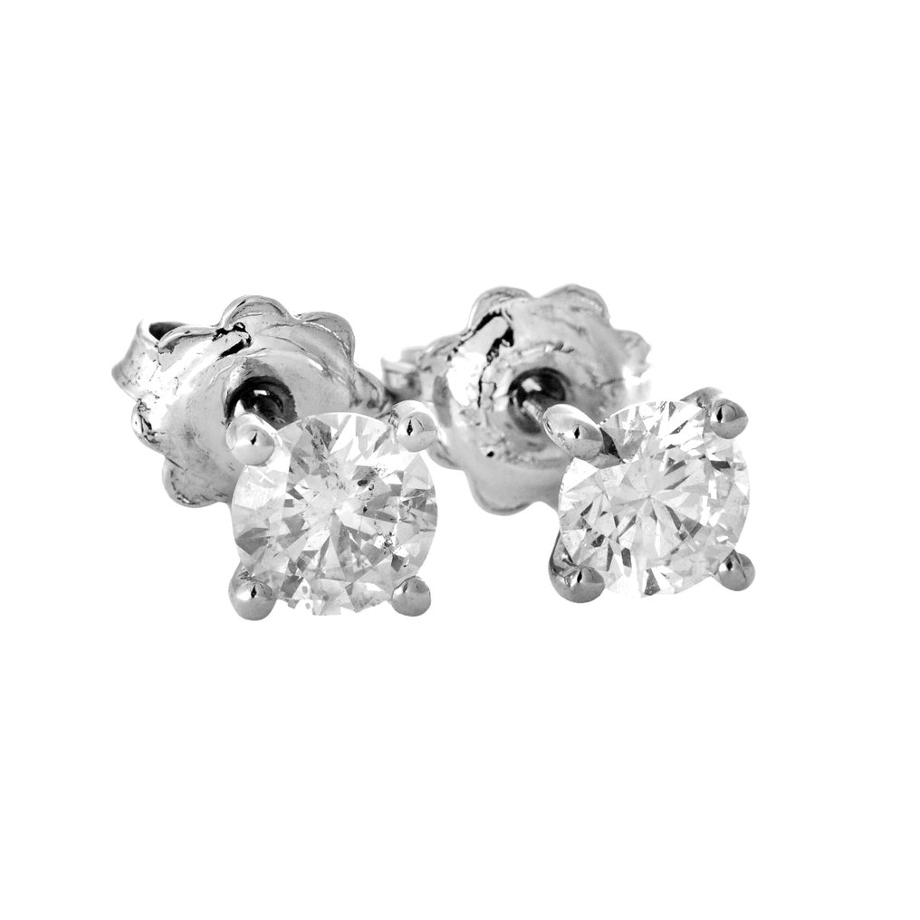 沒有保留價 - 耳環 - 14 克拉 白金 - 1.00ct. tw. 鉆石 (天然) - White Diamonds #3.2