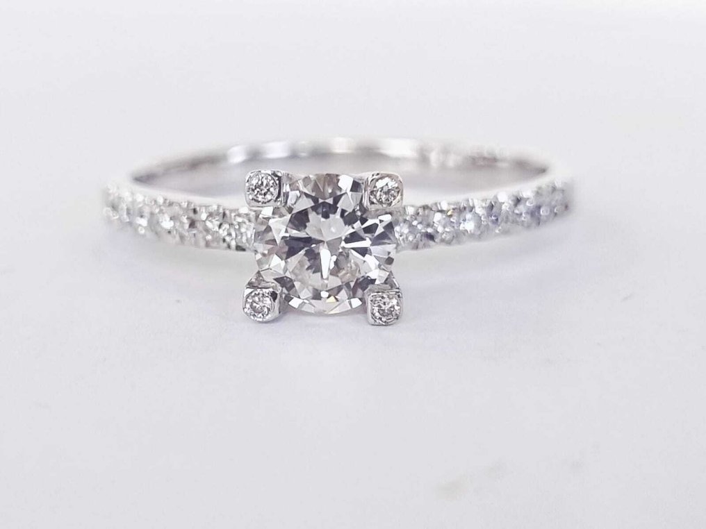 订婚戒指 - 18K包金 白金 -  0.68ct. tw. 钻石 (天然) - 钻石 #1.0