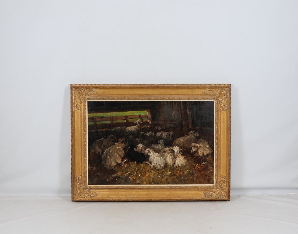Willem Hendrik van der Nat (1864–1929) - Schapen in stal #1.0